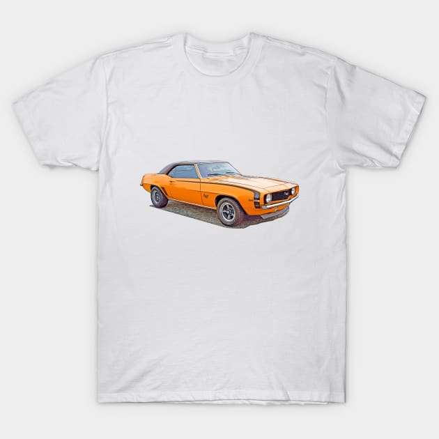 Camaro retro orange stylish car T-Shirt by MikaelSh